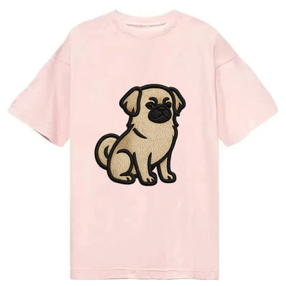 Tibetan Spaniel - Fawn small dog embroid - Classic T-shirt - Pink