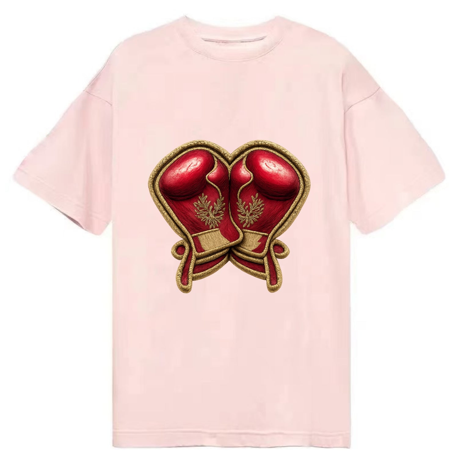 Embroidered patch design - BOXING GLOVES - red boxing gloves crossed in crimson - Classic T-shirt - Pink