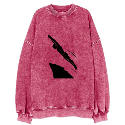 Cliff diver perfect form - Vintage Sweatshirt - Pink