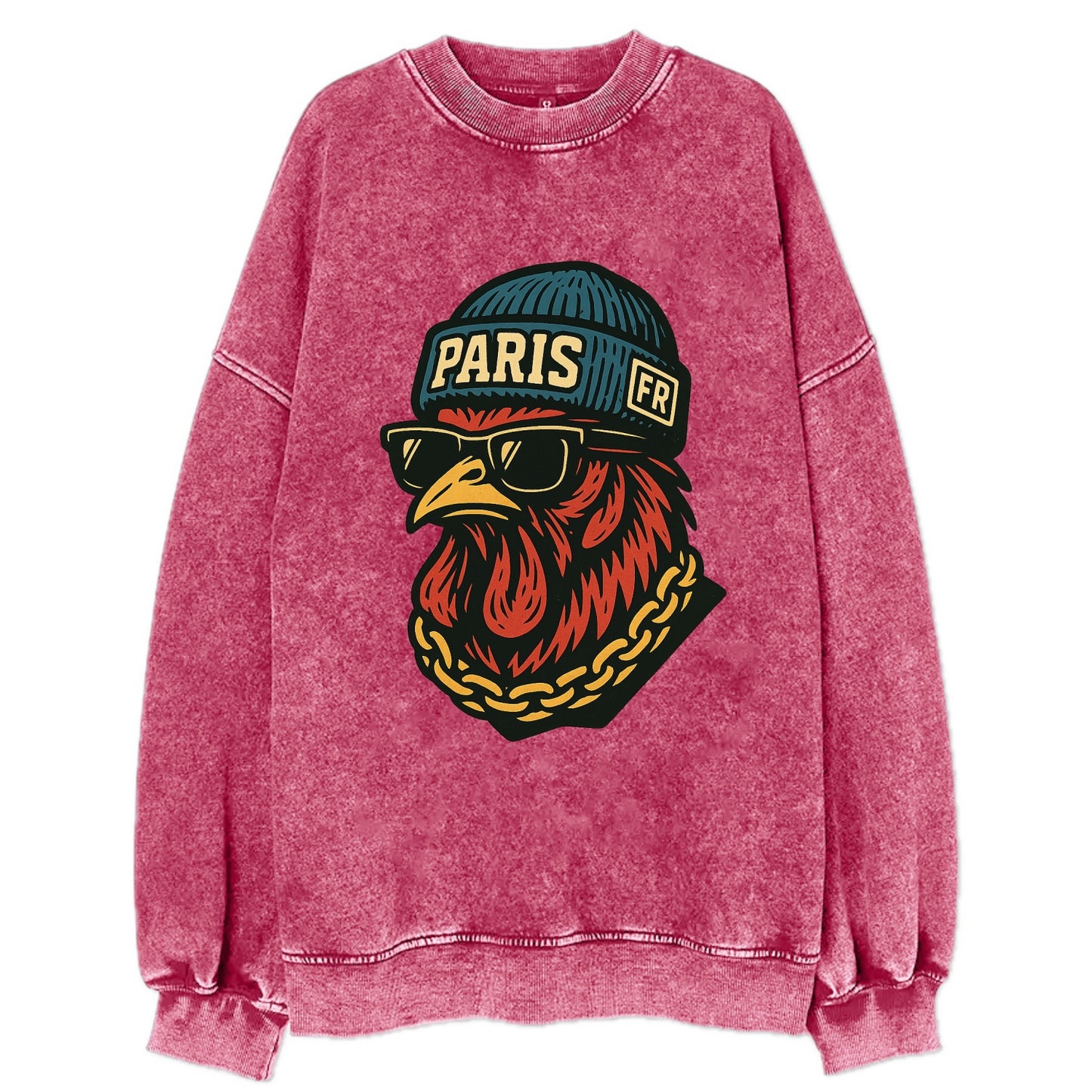 Paris Rooster - Vintage Sweatshirt - Pink