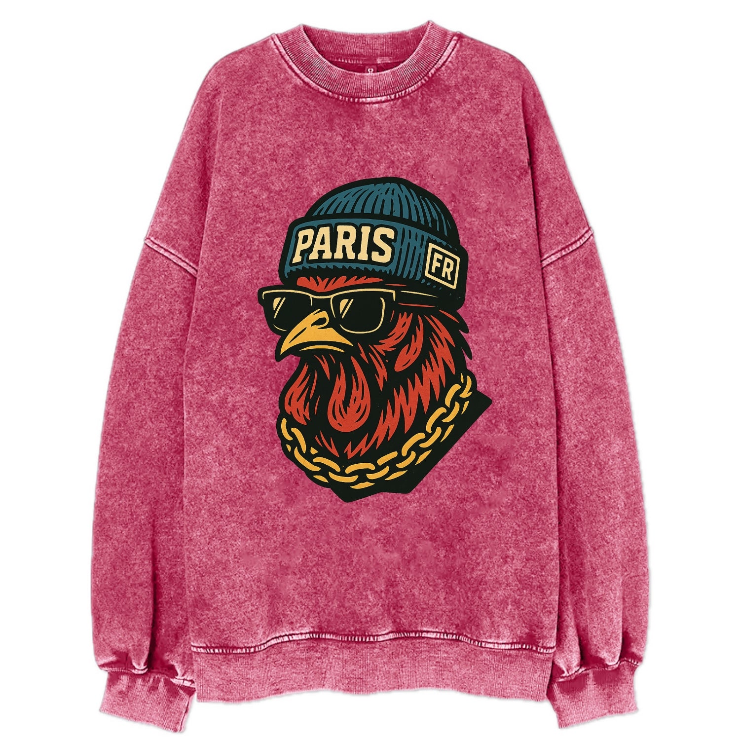 Paris Rooster - Vintage Sweatshirt - Pink
