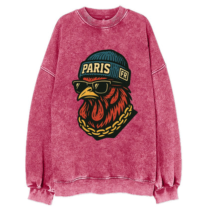Paris Rooster - Vintage Sweatshirt - Pink