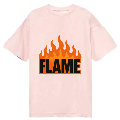 Bold typography design - "FLAME" - burning bright, passionate - Classic T-shirt - Pink