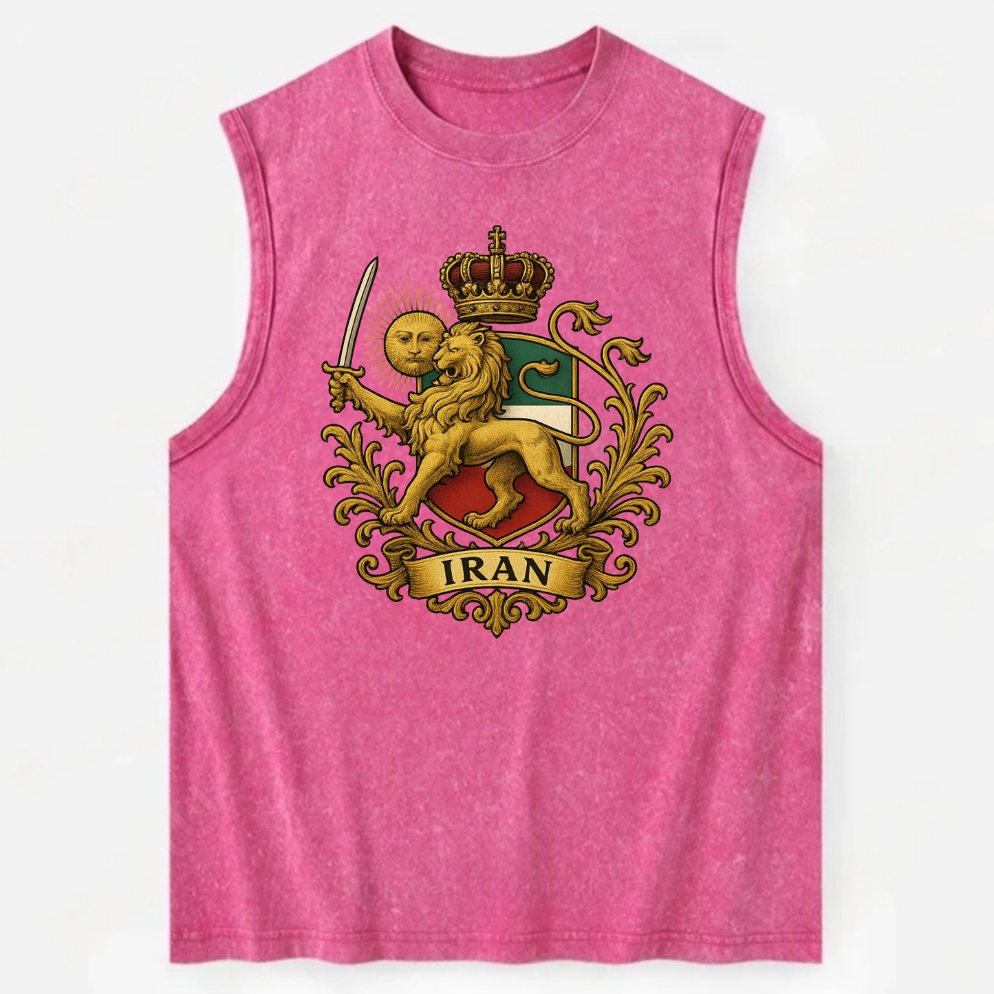 Royal Iran Coat Of Arms - Vintage Washed Tank - Pink