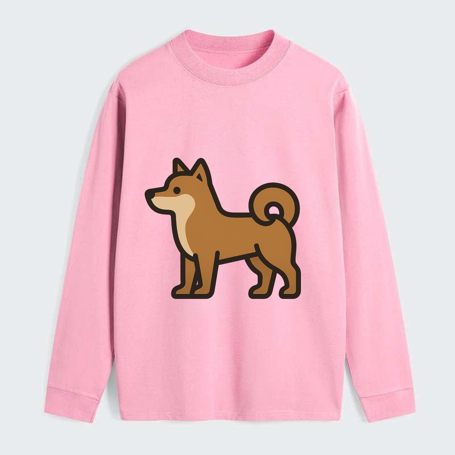 Shiba Inu - Red sesame flat side profile - Classic Long Sleeve Shirt - Pink