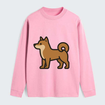 Shiba Inu - Red sesame flat side profile - Classic Long Sleeve Shirt - Pink