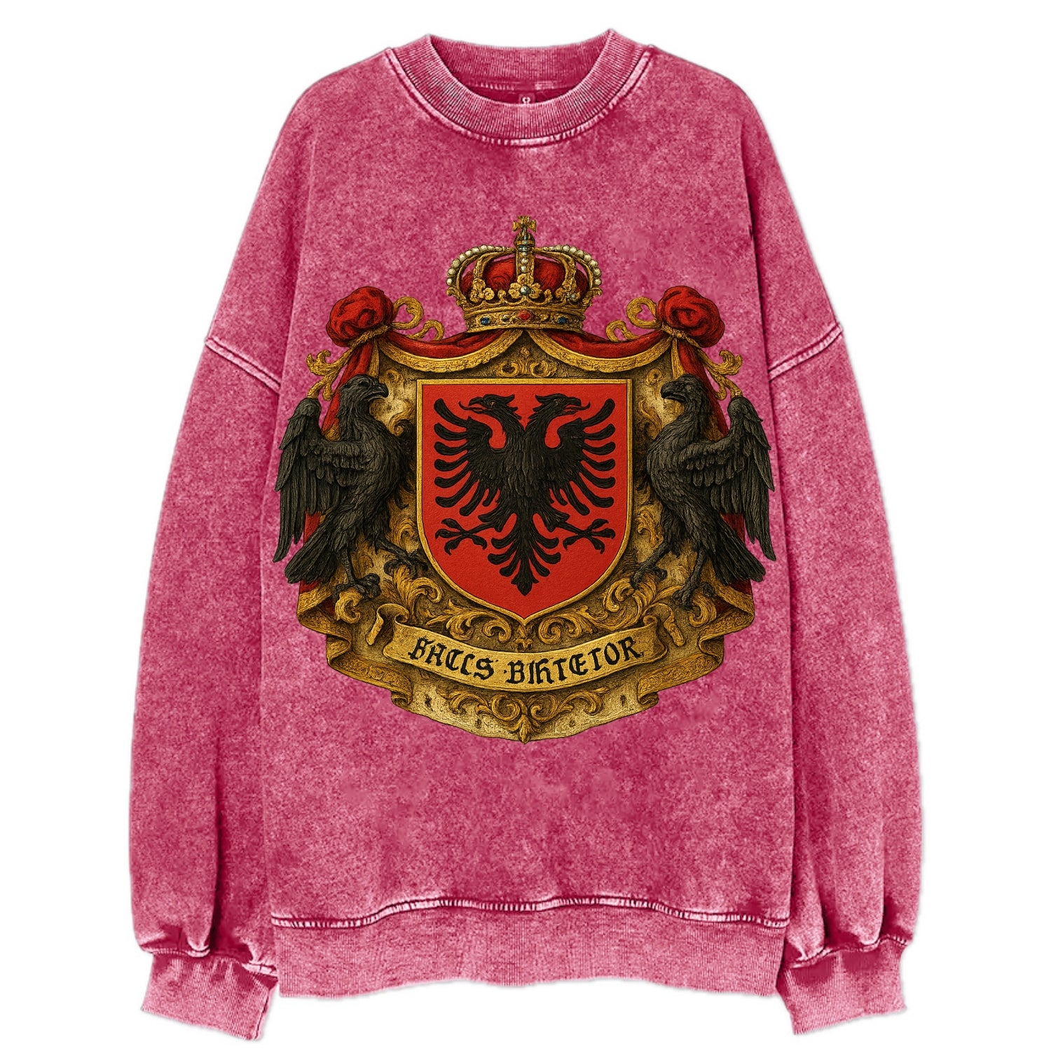 Albania Double Eagle Emblem  - Vintage Sweatshirt - Pink