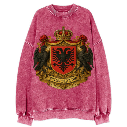 Albania Double Eagle Emblem  - Vintage Sweatshirt - Pink