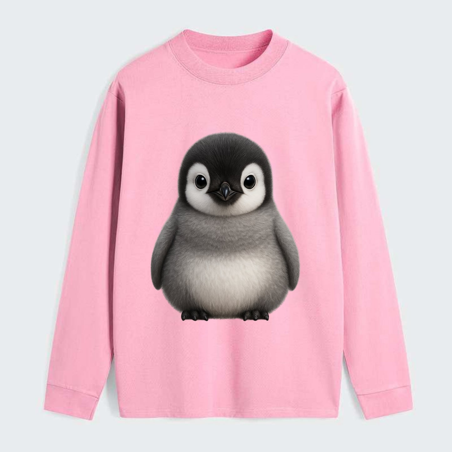 Baby Adelie Penguin - black and white, round body, curious eyes, - Classic Long Sleeve Shirt - Pink