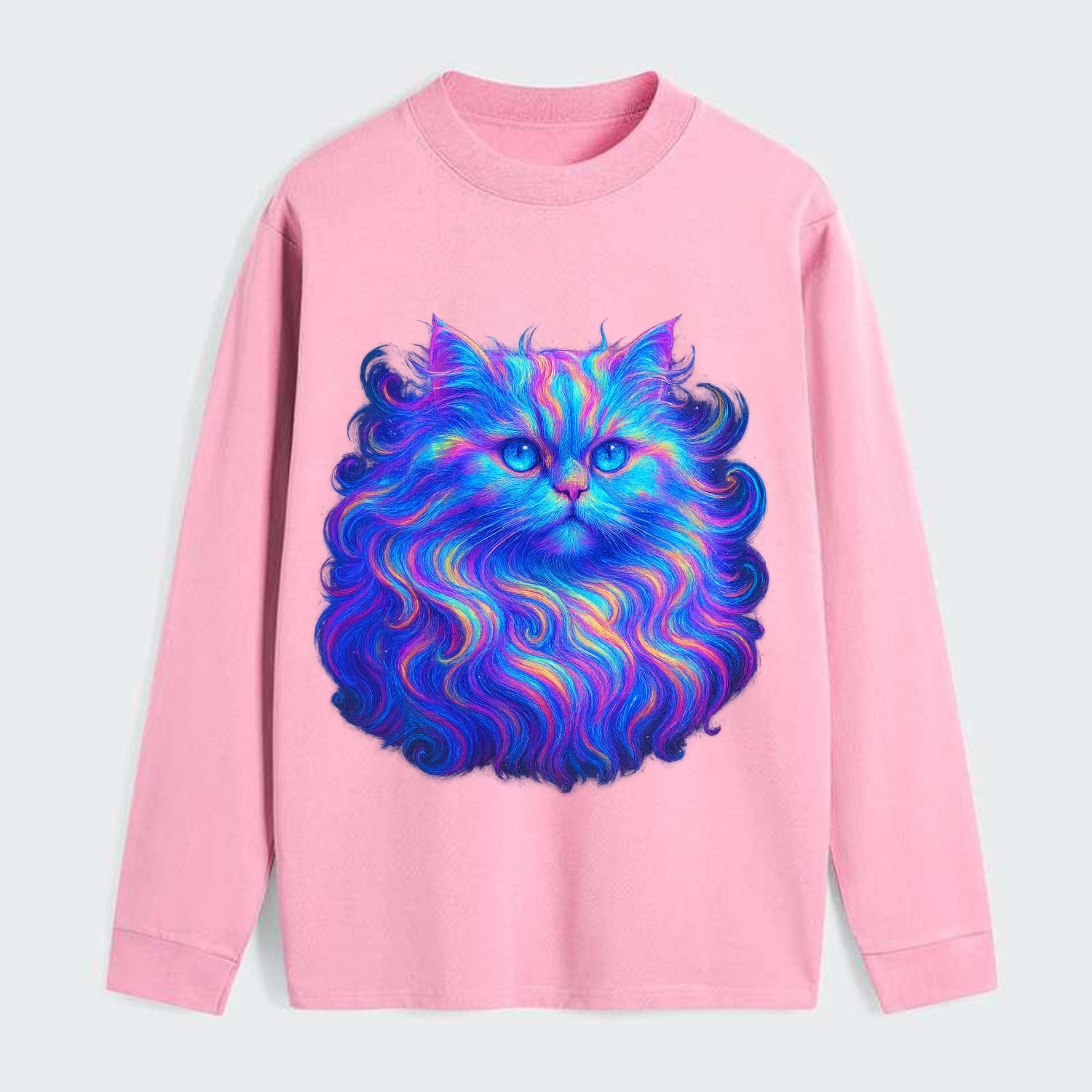 Luxurious Persian cat with flowing fur that refracts into rainbow - Classic Long Sleeve Shirt - Pink
