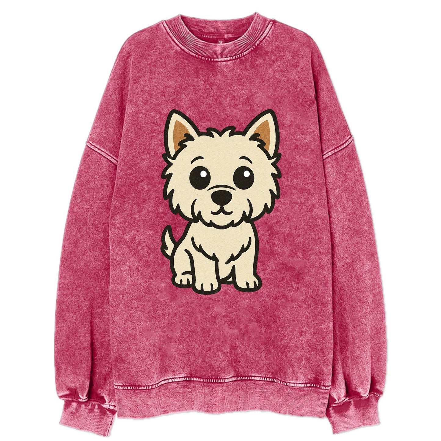West Highland White Terrier - Alert standing pose - Vintage Sweatshirt - Pink
