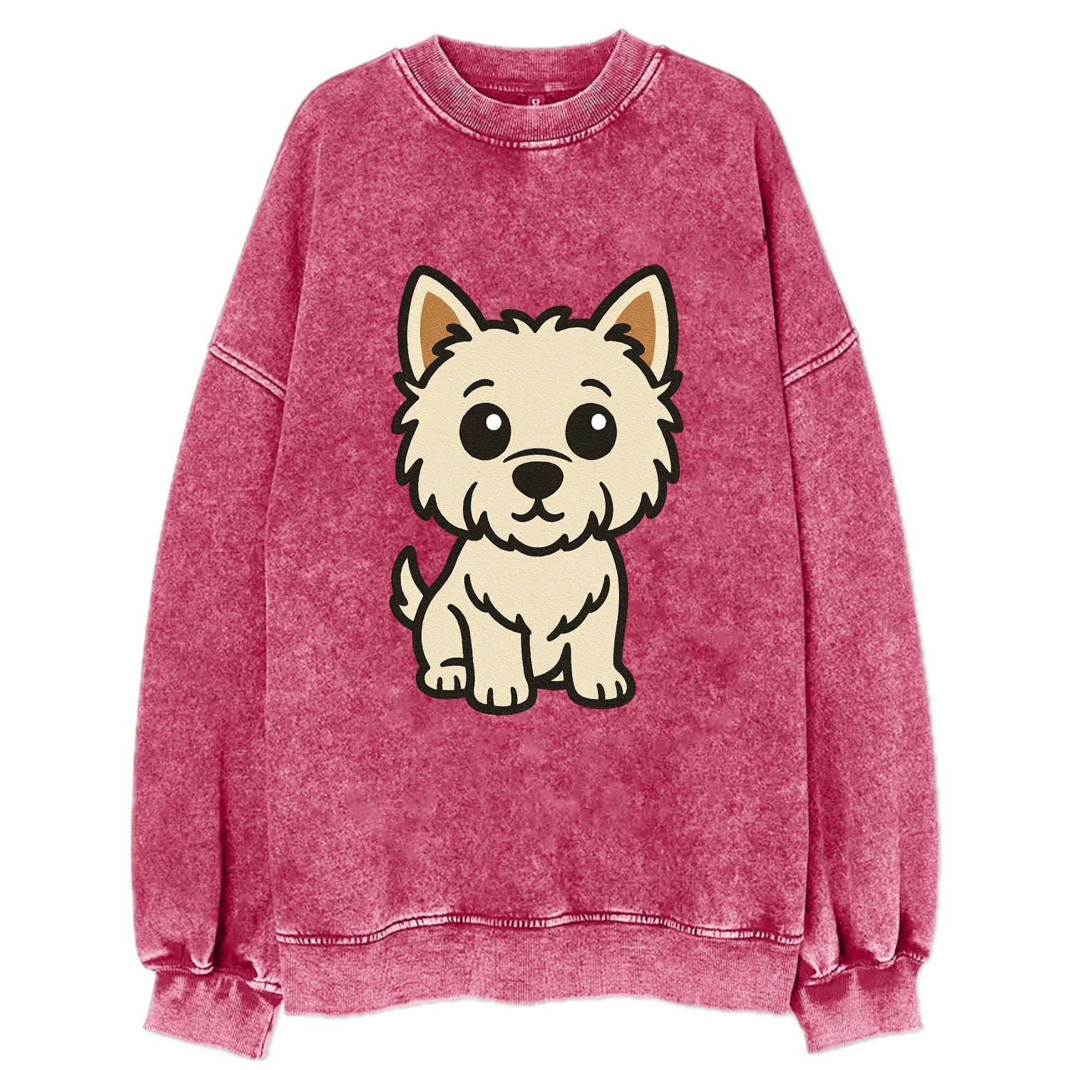 West Highland White Terrier - Alert standing pose - Vintage Sweatshirt - Pink