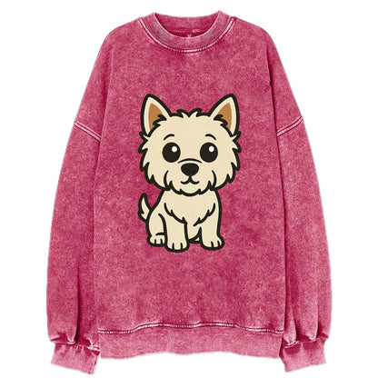 West Highland White Terrier - Alert standing pose - Vintage Sweatshirt - Pink
