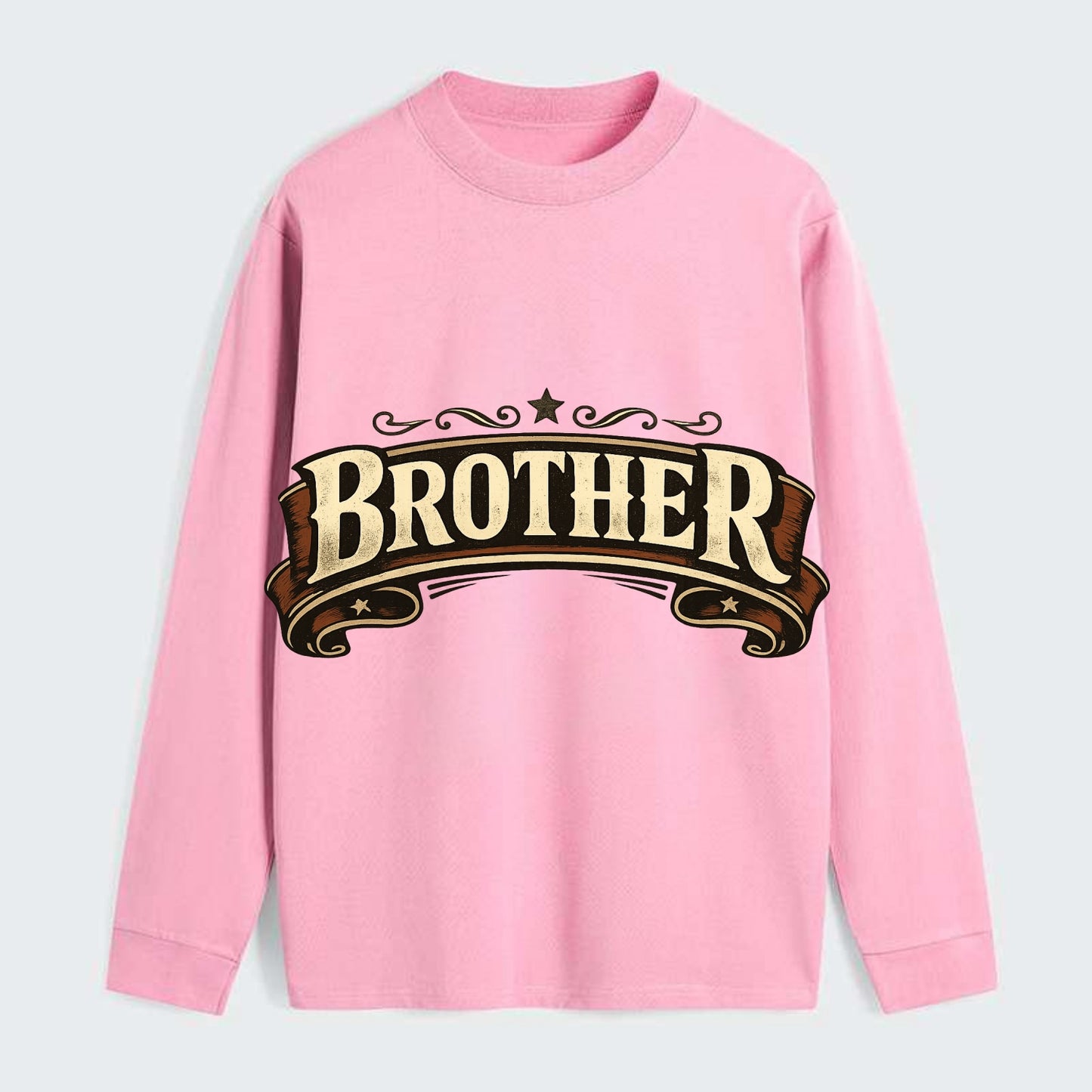Bold typography design - "BROTHER" - male bond, brotherhood - Classic Long Sleeve Shirt - Pink