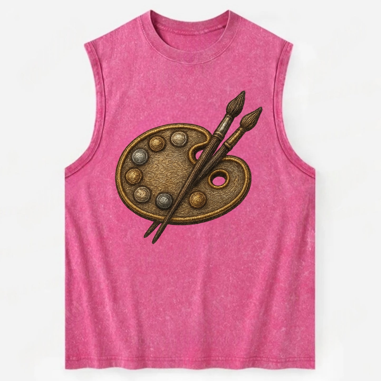 Artist palette with brushes - painter emblem - Vintage Washed Tank - Pink