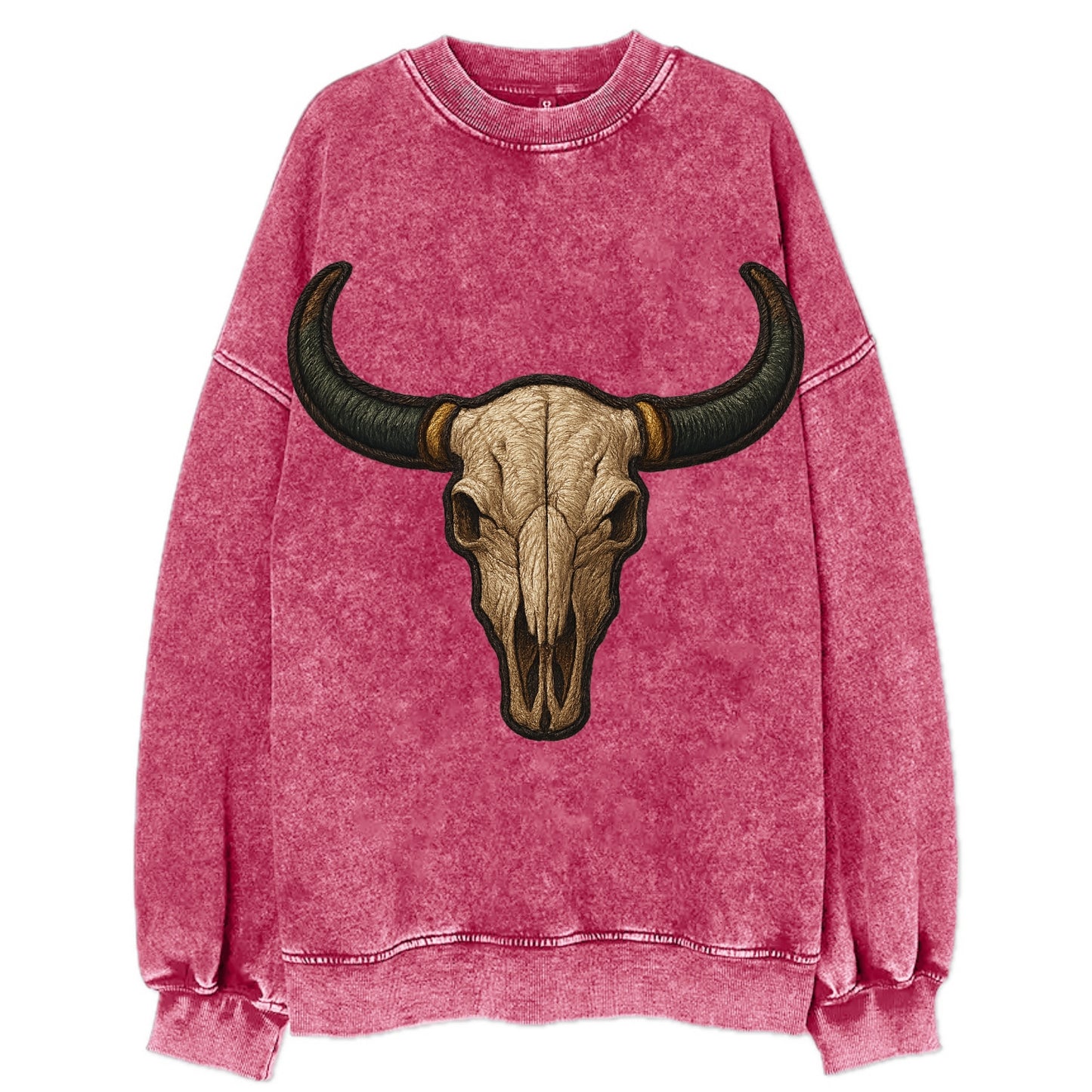 Bull Skull  - Vintage Sweatshirt - Pink