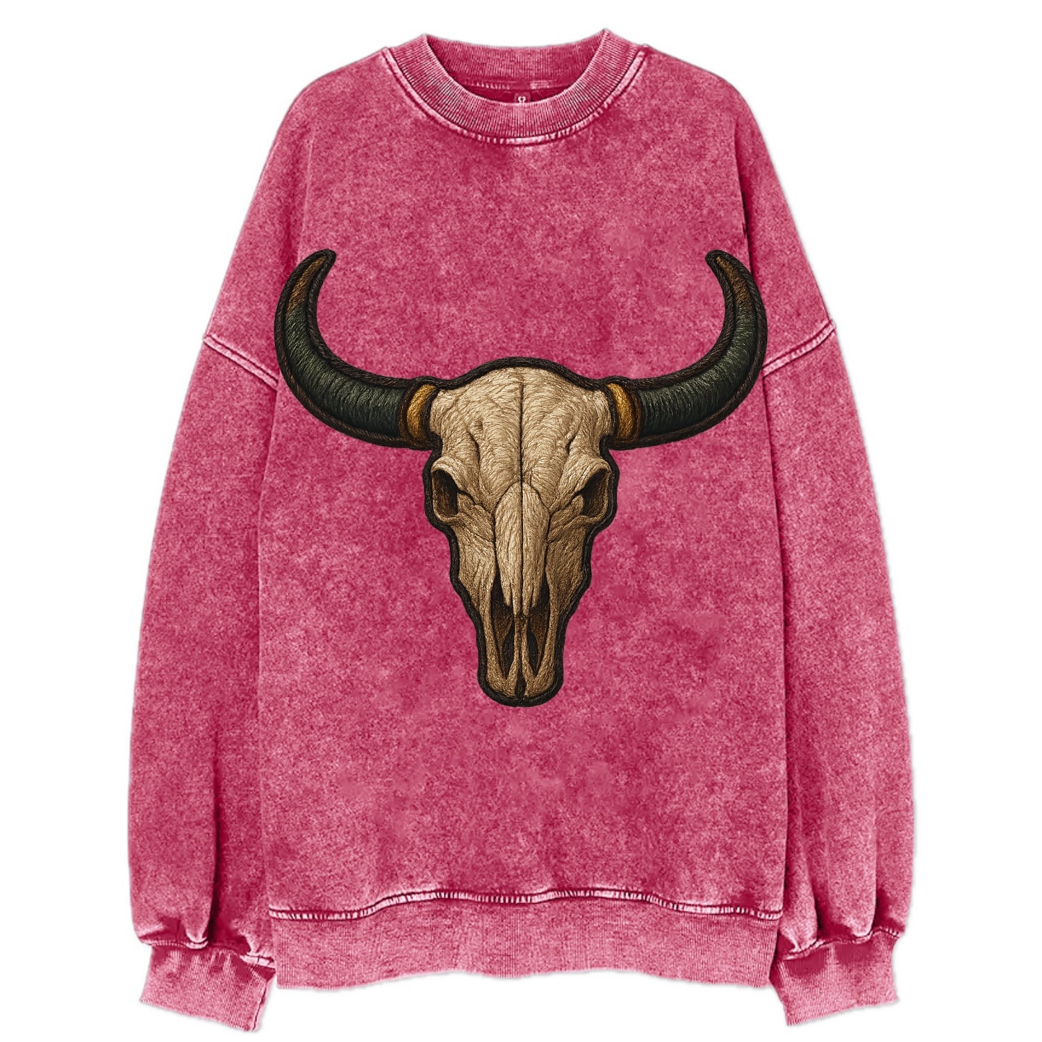 Bull Skull  - Vintage Sweatshirt - Pink