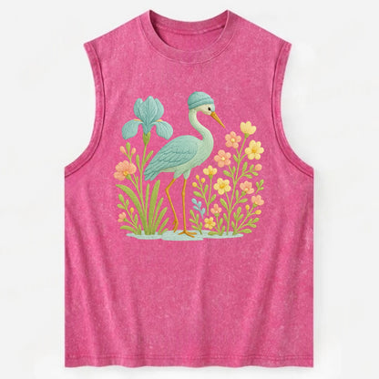 Mint Crane - Vintage Washed Tank - Pink