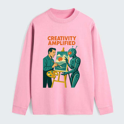 Artist and AI creating beautiful masterpiece together - "Creativity - Classic Long Sleeve Shirt - Pink