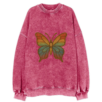 Butterfly Transformation  - Vintage Sweatshirt - Pink