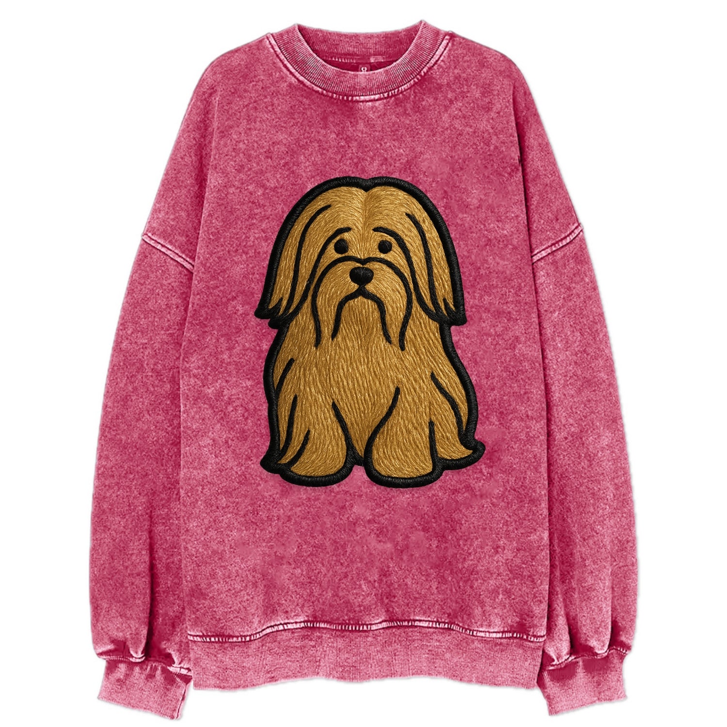 Lhasa Apso - Trendy long-haired design w - Vintage Sweatshirt - Pink