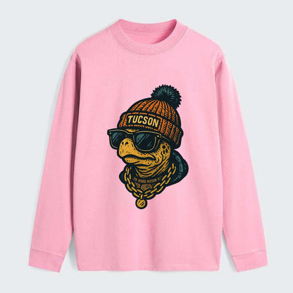 Tucson Desert Tortoise wearing Tucson beanie with pom pom and wayfarer - Classic Long Sleeve Shirt - Pink
