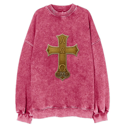 Alpha Omega Cross  - Vintage Sweatshirt - Pink