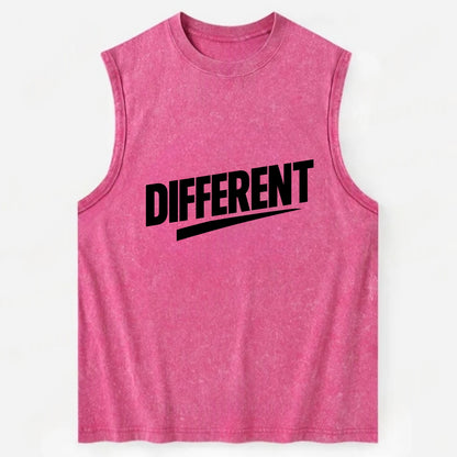 Bold typography design - "DIFFERENT" - standing out, not following crowd - Vintage Washed Tank - Pink