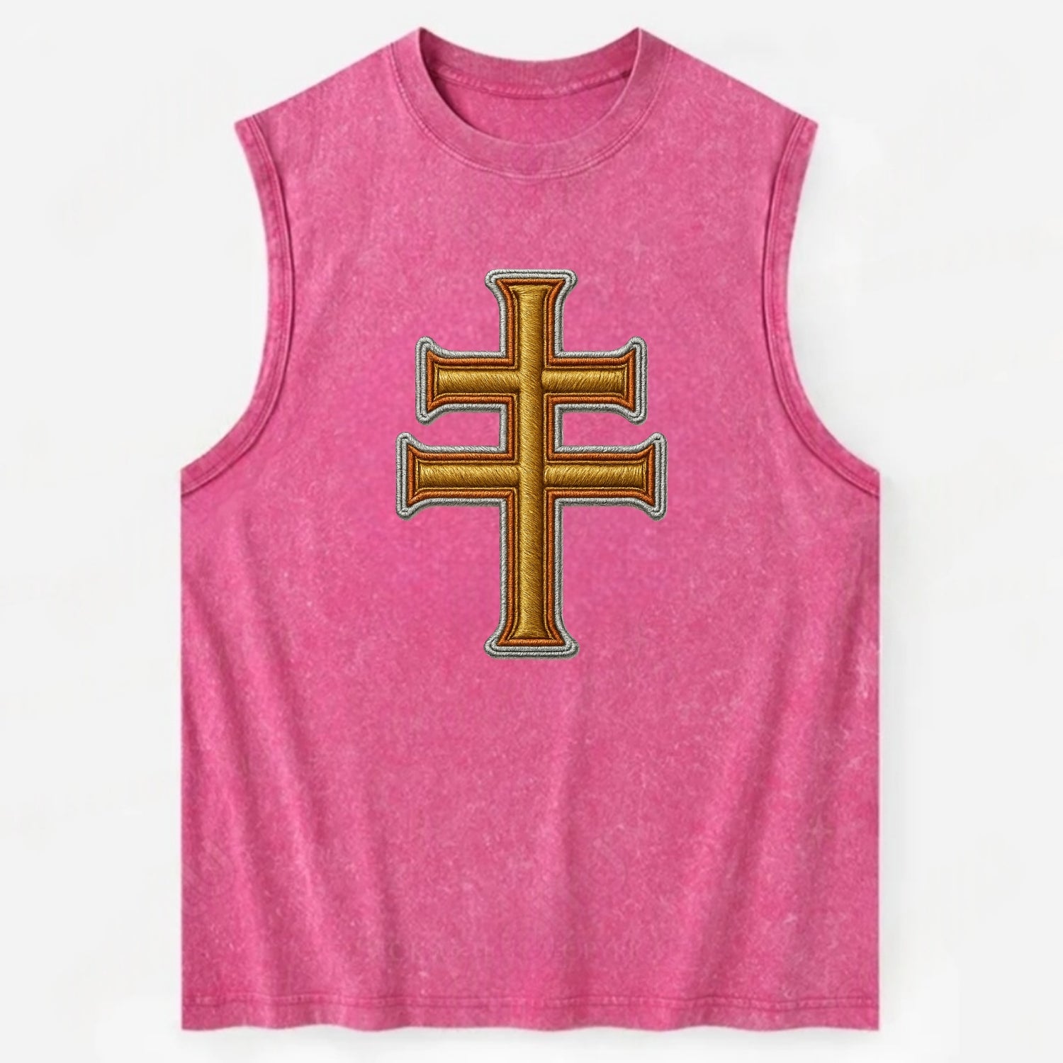Patriarchal Cross - Vintage Washed Tank - Pink