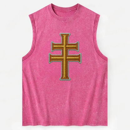 Patriarchal Cross - Vintage Washed Tank - Pink