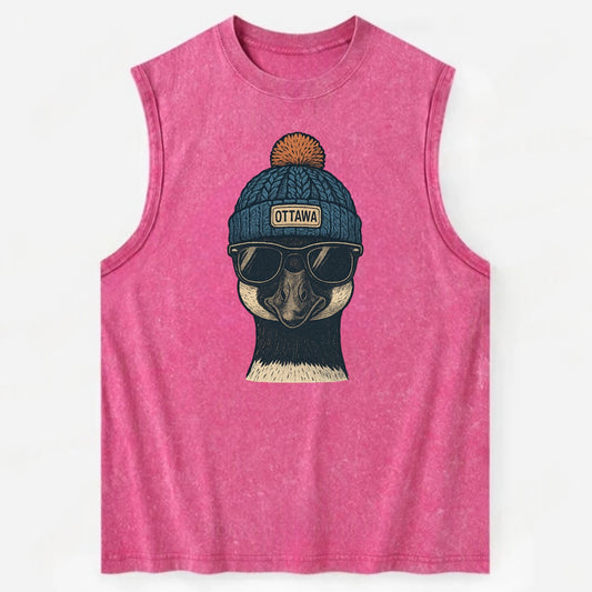 Ottawa Canadian Goose wearing Ottawa bea - Vintage Washed Tank - Pink