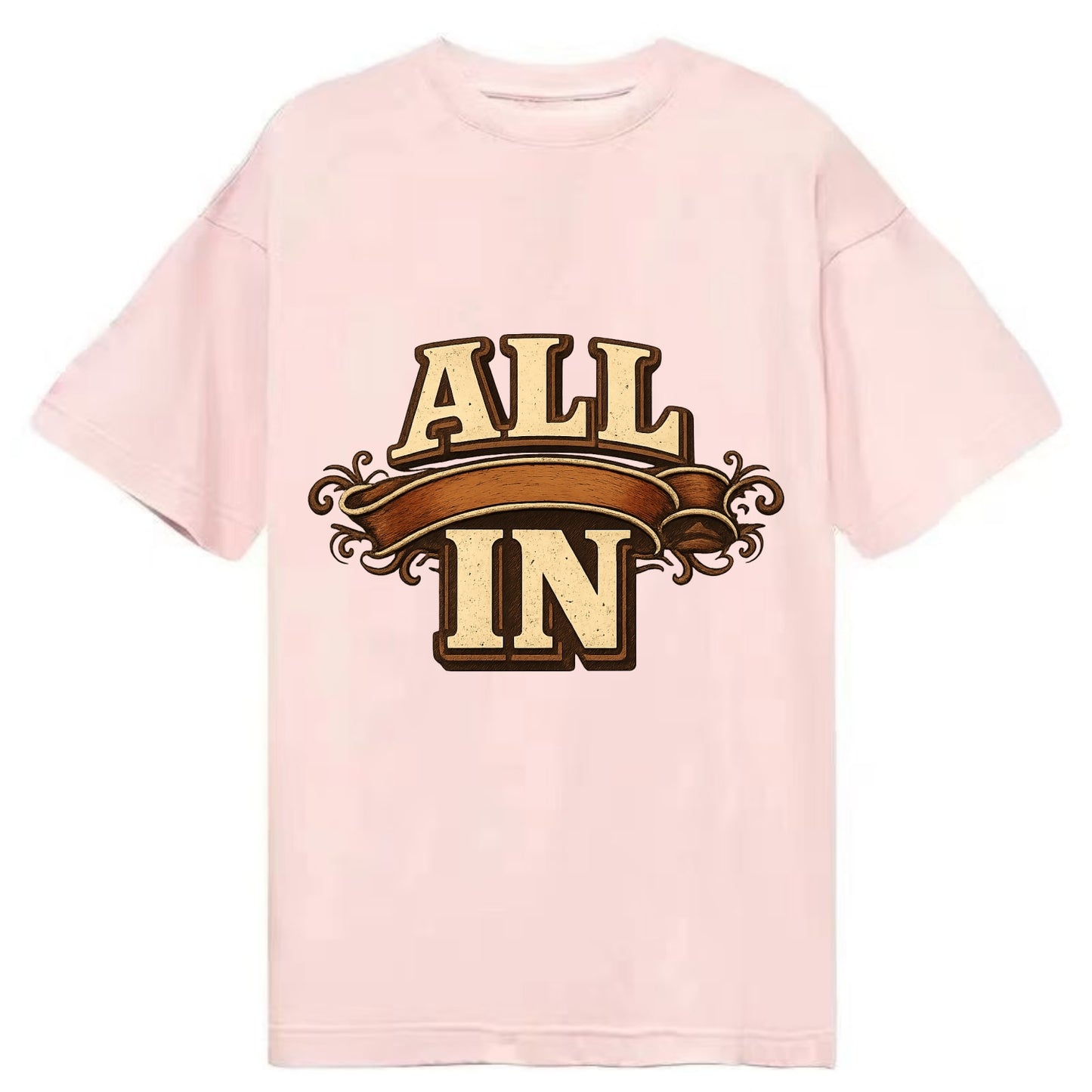 Bold typography design - "ALL IN" - complete commitment, no holding back - Classic T-shirt - Pink