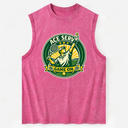 Serving Ace Emblem - Vintage Washed Tank - Pink