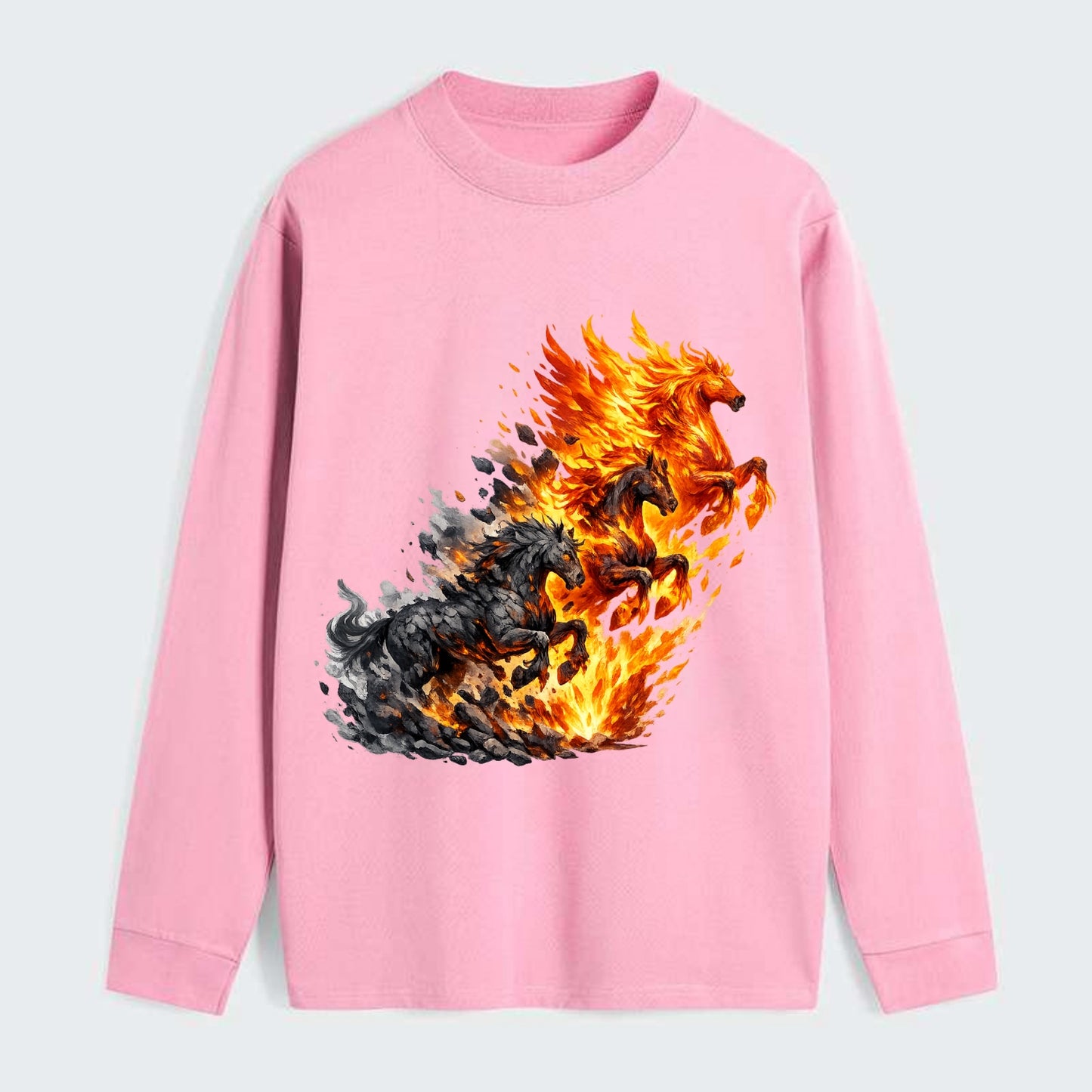INFERNO STALLION | Horse made entirely of living flames | Blazing mane - Classic Long Sleeve Shirt - Pink