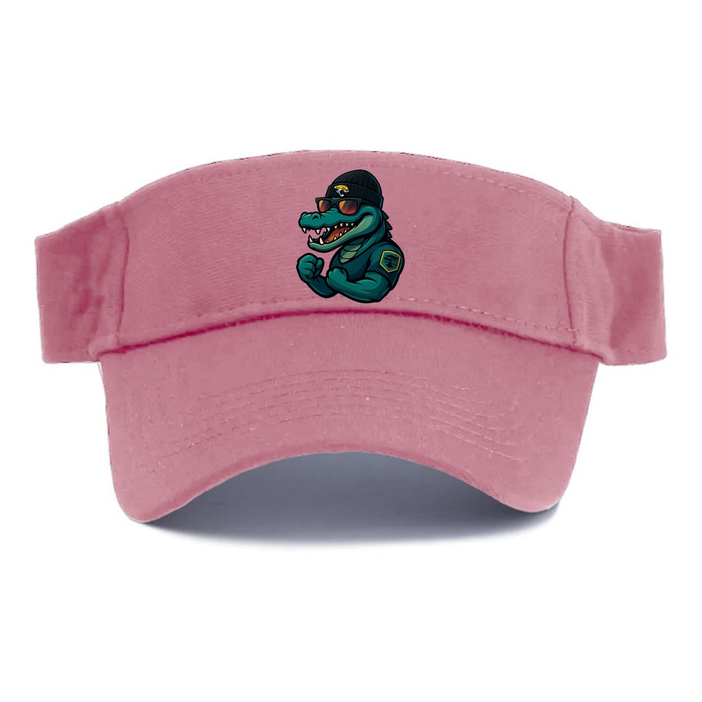 Jacksonville Alligator wearing Jaguars beanie with swamp patch and wayfarer sunglasses - Visor - Pink