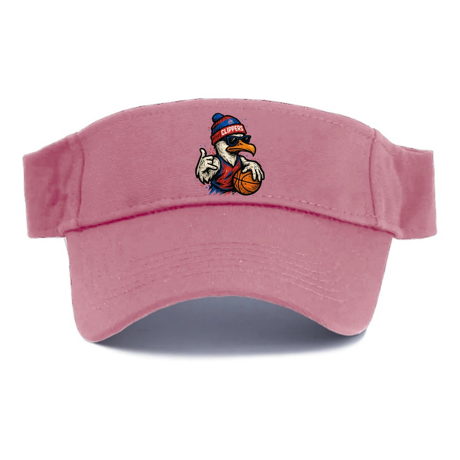 LA Seagull wearing Clippers red white and blue beanie with ship patch and wayfarer - Visor - Pink