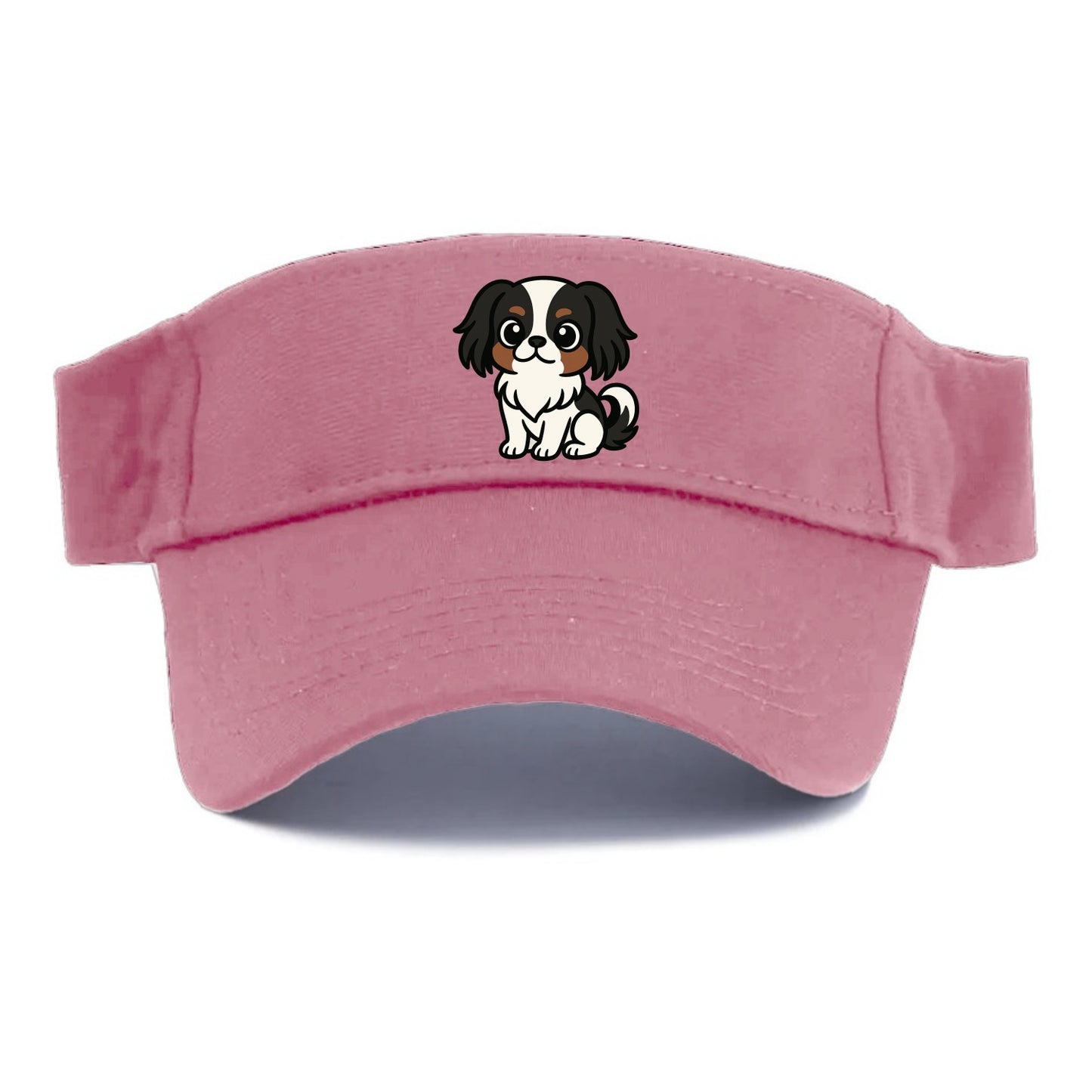 Japanese Chin - Black and white sitting pose - Visor - Pink