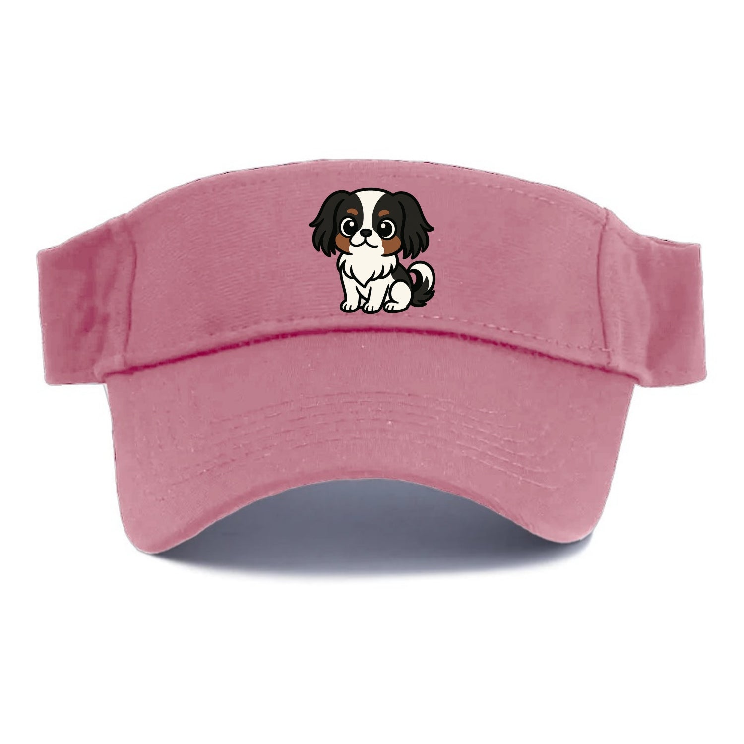 Japanese Chin - Black and white sitting pose - Visor - Pink