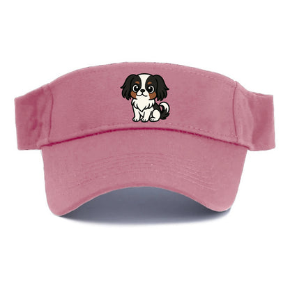 Japanese Chin - Black and white sitting pose - Visor - Pink
