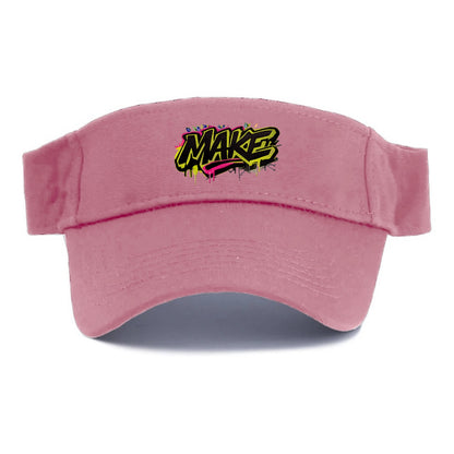 Bold typography design - "MAKE" - creating, producing, doing - Visor - Pink
