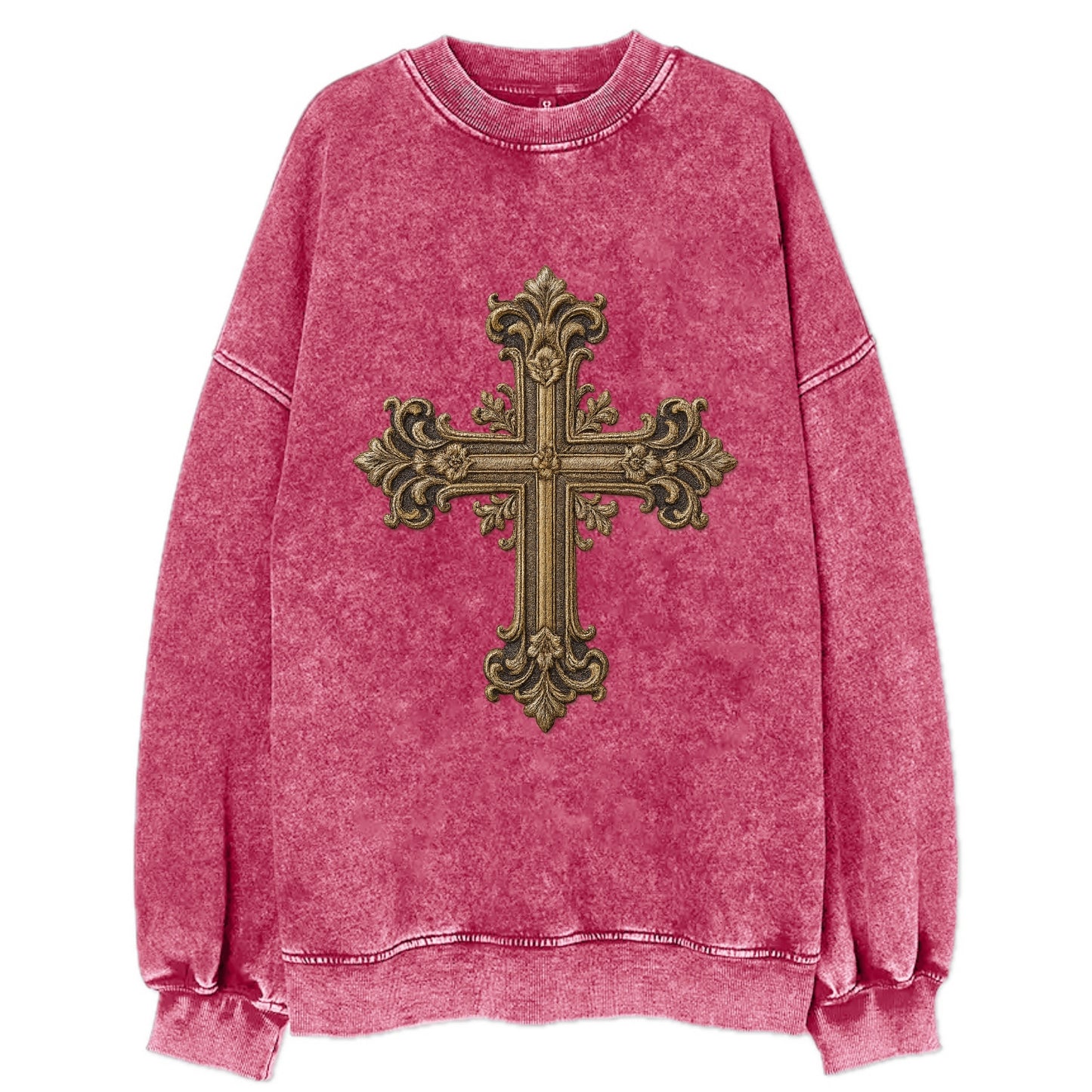 Victorian Cross  - Vintage Sweatshirt - Pink