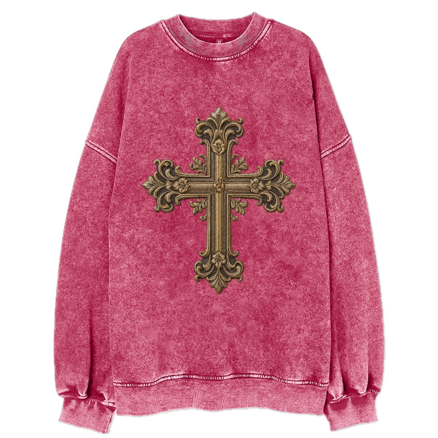 Victorian Cross  - Vintage Sweatshirt - Pink