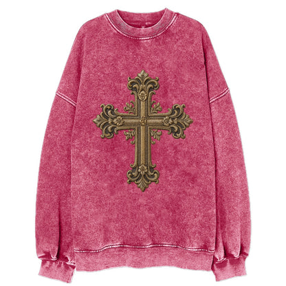 Victorian Cross  - Vintage Sweatshirt - Pink