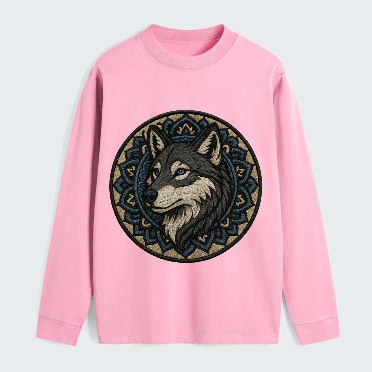 Mandala Wolf Pattern  - Classic Long Sleeve Shirt - Pink