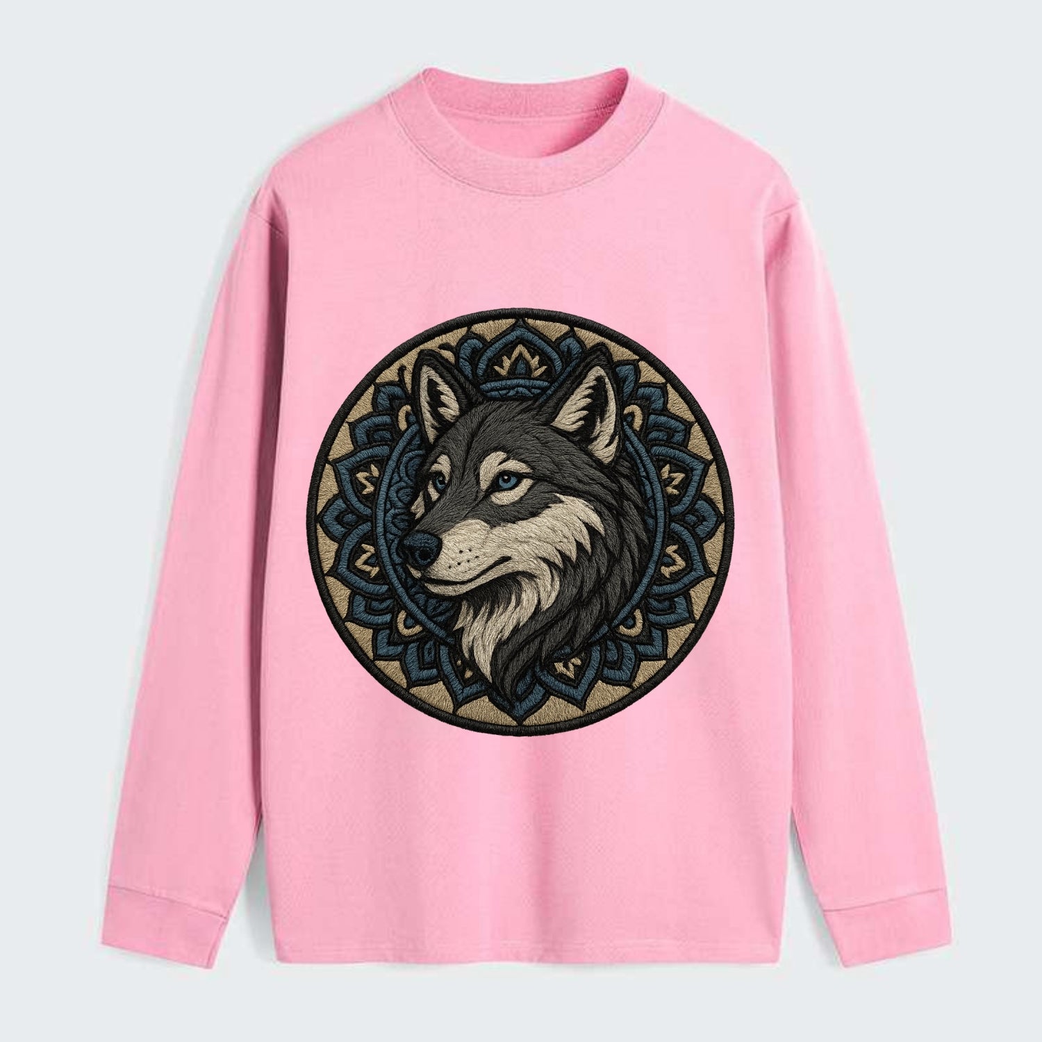 Mandala Wolf Pattern  - Classic Long Sleeve Shirt - Pink