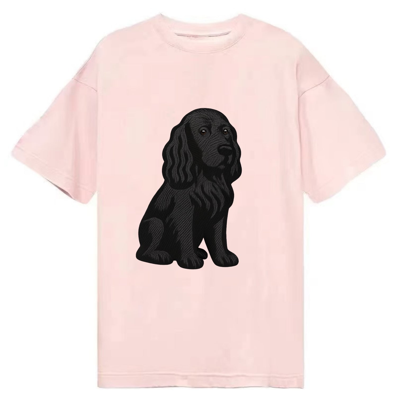 Field Spaniel - Black silky coat embroidered pose - Classic T-shirt - Pink
