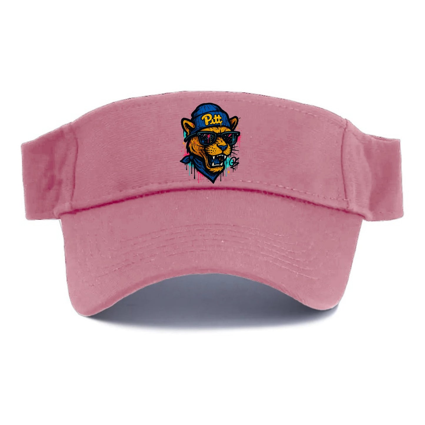 Pittsburgh Panther wearing Pitt beanie with script patch - Visor - Pink