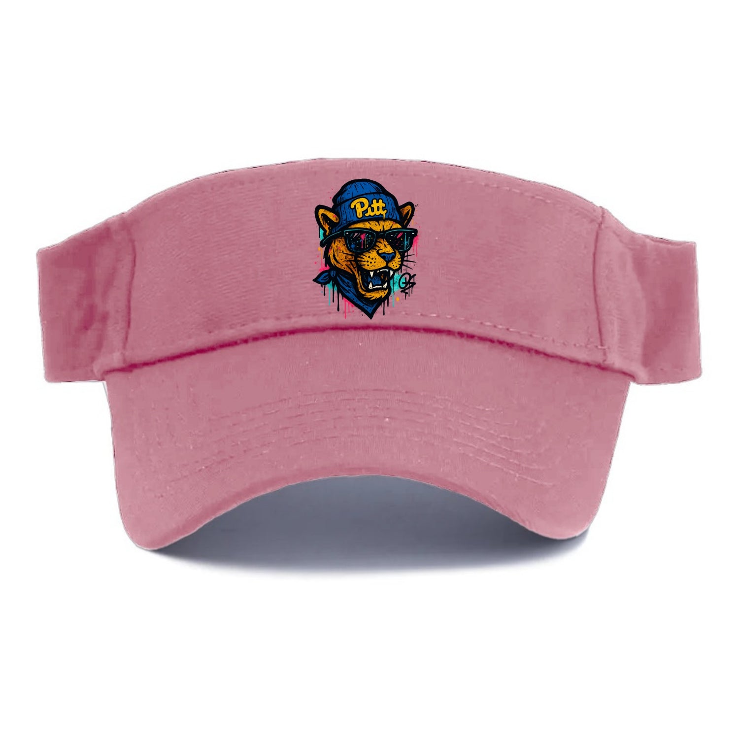 Pittsburgh Panther wearing Pitt beanie with script patch - Visor - Pink
