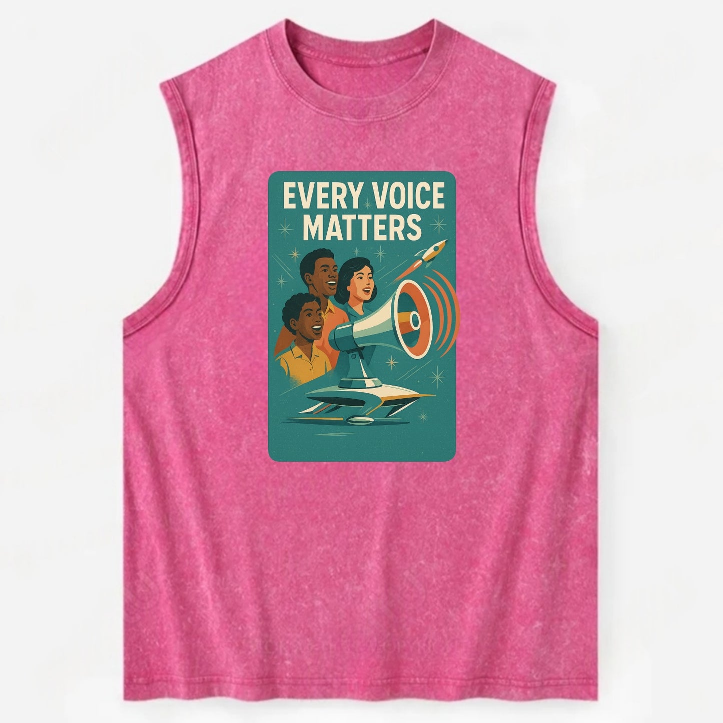 Diverse voices being heard and amplified - "Every Voice Matters" - inclusive - Vintage Washed Tank - Pink