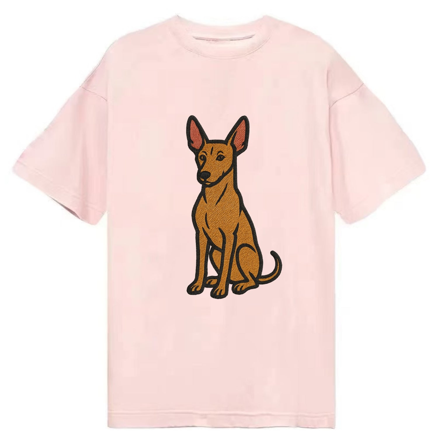 Pharaoh Hound - Tan colored embroidered pose - Classic T-shirt - Pink